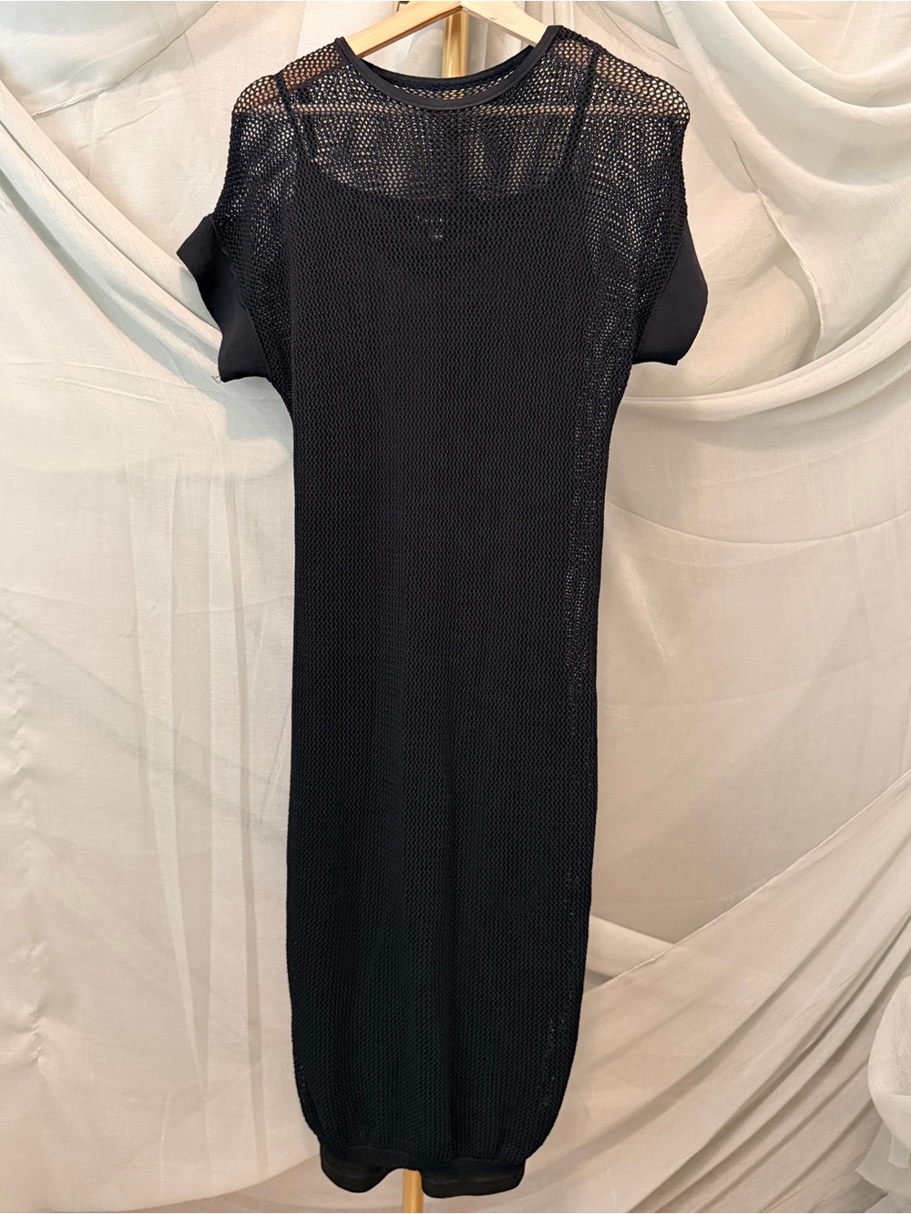 Miou Muse Black Knit Mesh Midi Dress - Women - Picture 2 of 5